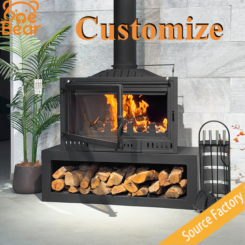 Outdoor Furniture Metal - カスタマイズ可能な埋め込み型薪暖炉、ヨーロッパ風の本格的な鉄製暖炉、煙突付属品付きで、居心地の良いコテージの家の装飾に最適