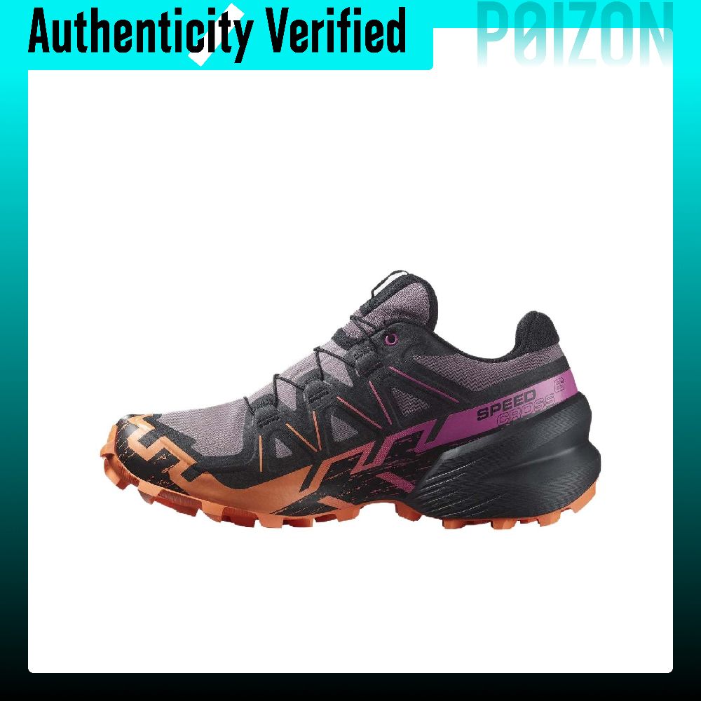 Salomon Shoes Speedcross 6 - サロモン スピードクロス 6、快適なランニングシューズ、レディース、パープル、ブラック、オレンジ、L47465700